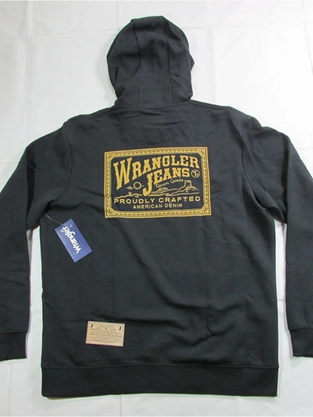 Wrangler Black Hooded Jacket with Gold Back Graphic